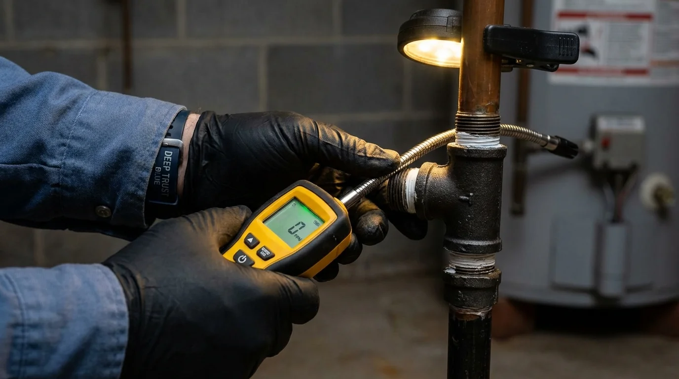 Gas leak detection with electronic sniffer by Johns Plumbing LLC in Salado