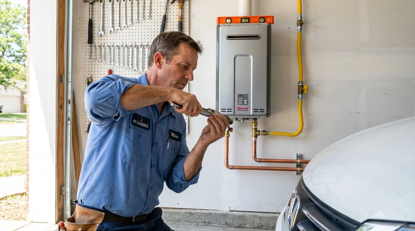 Tankless water heater installation by a Johns Plumbing LLC plumber in Salado